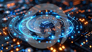Data flow concept, big data technology and data science illustration, visualizing complex information. Generative AI