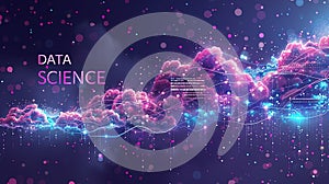 Data flow concept, big data technology and data science illustration, visualizing complex information. Generative AI