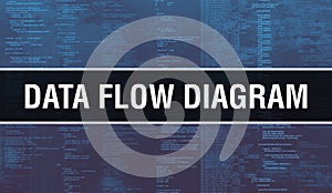 Data flow diagram with Abstract Technology Binary code Background.Digital binary data and Secure Data Concept. Software