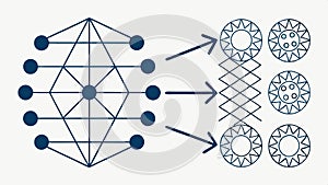 Data flow diagram, network analysis and system architecture vector design Generative AI