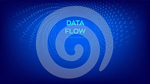 Data Flow. Digital Code. Binary data flow. Virtual tunnel warp. Coding, programming or hacking concept. Computer science