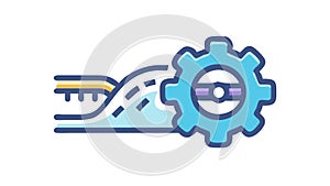 Data Flow and Gear Icon, Workflow Process Optimization, vector design Generative AI