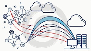 Data flow network, digital connection, global communication design vector design Generative AI