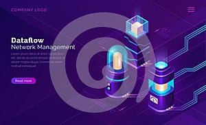 Data flow, network manager isometric concept