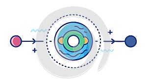 Data Flow Process Digital Stream Analytics Flat Icon, vector design Generative AI