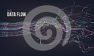 Data flow vector illustration. Digital information noise stream. Blockchain structure calculation