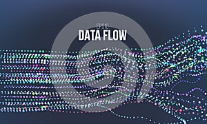 Data flow vector illustration. Digital information noise stream. Blockchain structure calculation