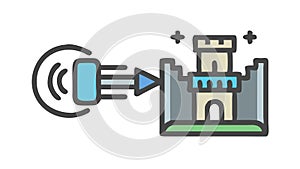 Data Flowing into Castle Icon, vector design Generative AI