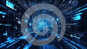 Data flowing through digital big data tunnel