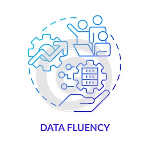 Data fluency blue gradient concept icon