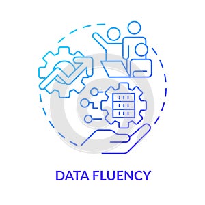Data fluency blue gradient concept icon photo