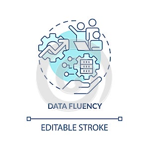 Data fluency turquoise concept icon
