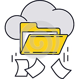 Data folder cloud storage technology vector icon