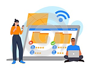 Data folder rating system interface concept. Vector illustration