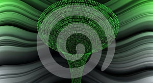 Data funnel with binary code conversion, data analysis and technological transformation concept