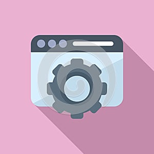 Data gear website icon flat vector. Internet server