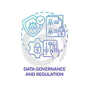 Data governance and regulation blue gradient concept icon