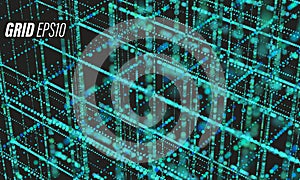 Data grid. Bigdata blueprint Cyber futurist background. Cloud information photo