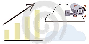 Data Growth and Cloud-Based Security Concept with Camera and Bar Graph