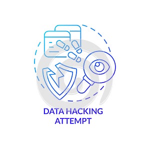 Data hacking attempt blue gradient concept icon