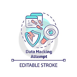 Data hacking attempt concept icon