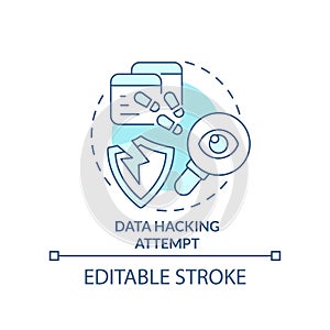 Data hacking attempt turquoise concept icon