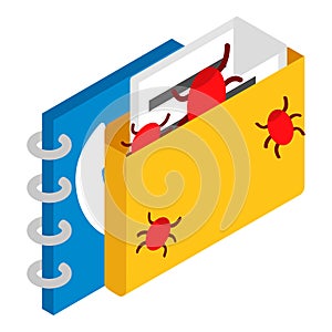 Data hacking icon, isometric style