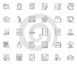 Data handling line icons collection. Analytics, Algorithms, Big data, Clustering, Correlations, Datasets, Descriptive photo