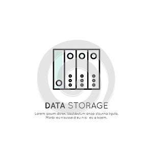 Data Hosting, Content Sync, Cloud Storage, Server, Hard Drive, Connection Process