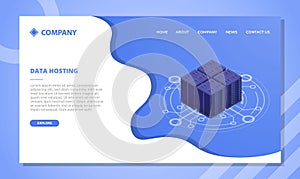 Data hosting data center concept for website template or landing homepage with isometric style