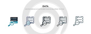 Data icon in different style vector illustration. two colored and black data vector icons designed in filled, outline, line and