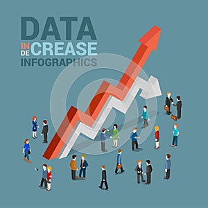 Data increase decrease infographic concept flat 3d web isometric