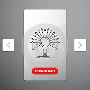 Data, information, informational, network, retrieval Line Icon in Carousal Pagination Slider Design & Red Download Button