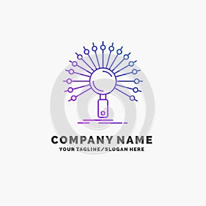 Data, information, informational, network, retrieval Purple Business Logo Template. Place for Tagline