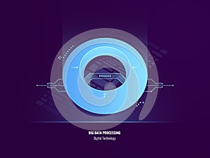 Data Insight concept, abstract big data analysis illustration, digital technology object, futuristic sphere, blockchain
