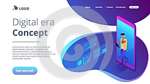 Data insight isometric 3D landing page.
