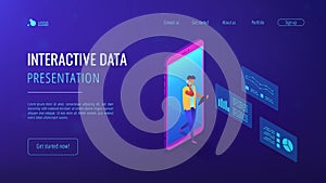 Data insight isometric 3D landing page.