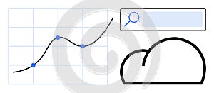 Data Insights with Growth Chart, Search Bar, and Cloud Storage Concept