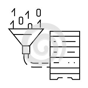 data integration database line icon vector illustration