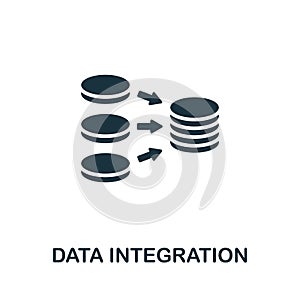 Data Integration icon. Monochrome simple line Data Science icon for templates, web design and infographics