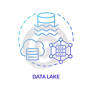 Data lake blue gradient concept icon