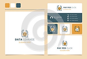 Data leakage logo design with editable slogan. Branding book and business card template.