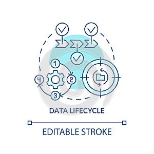 Data lifecycle turquoise concept icon