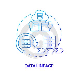 Data lineage blue gradient concept icon