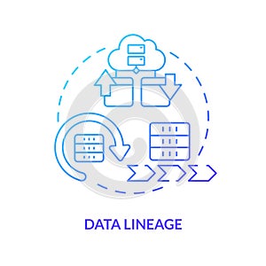 Data lineage blue gradient concept icon photo