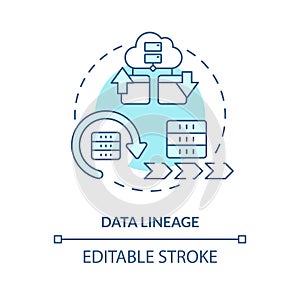 Data lineage turquoise concept icon