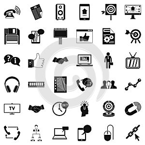 Data link icons set, simple style