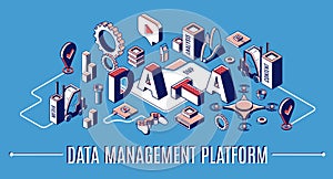 Data management platform, dmp isometric banner