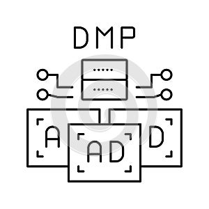 data management platform line icon vector illustration