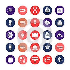 Data Management and Server icons pack consist with Data management, database architecture, database infrastructure, database stru